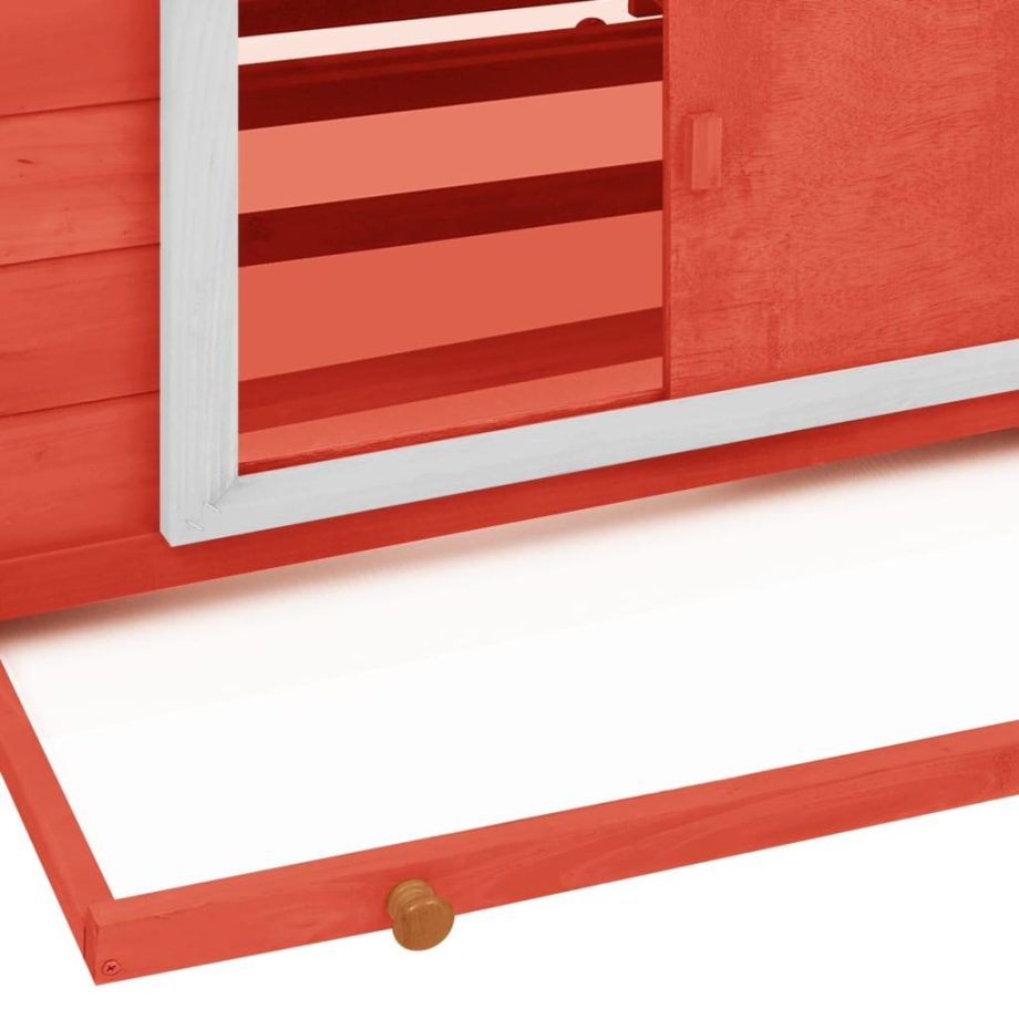 vidaXL Chicken Coop Red and White 59.8":man:7.7"x43.3" Solid Firwood